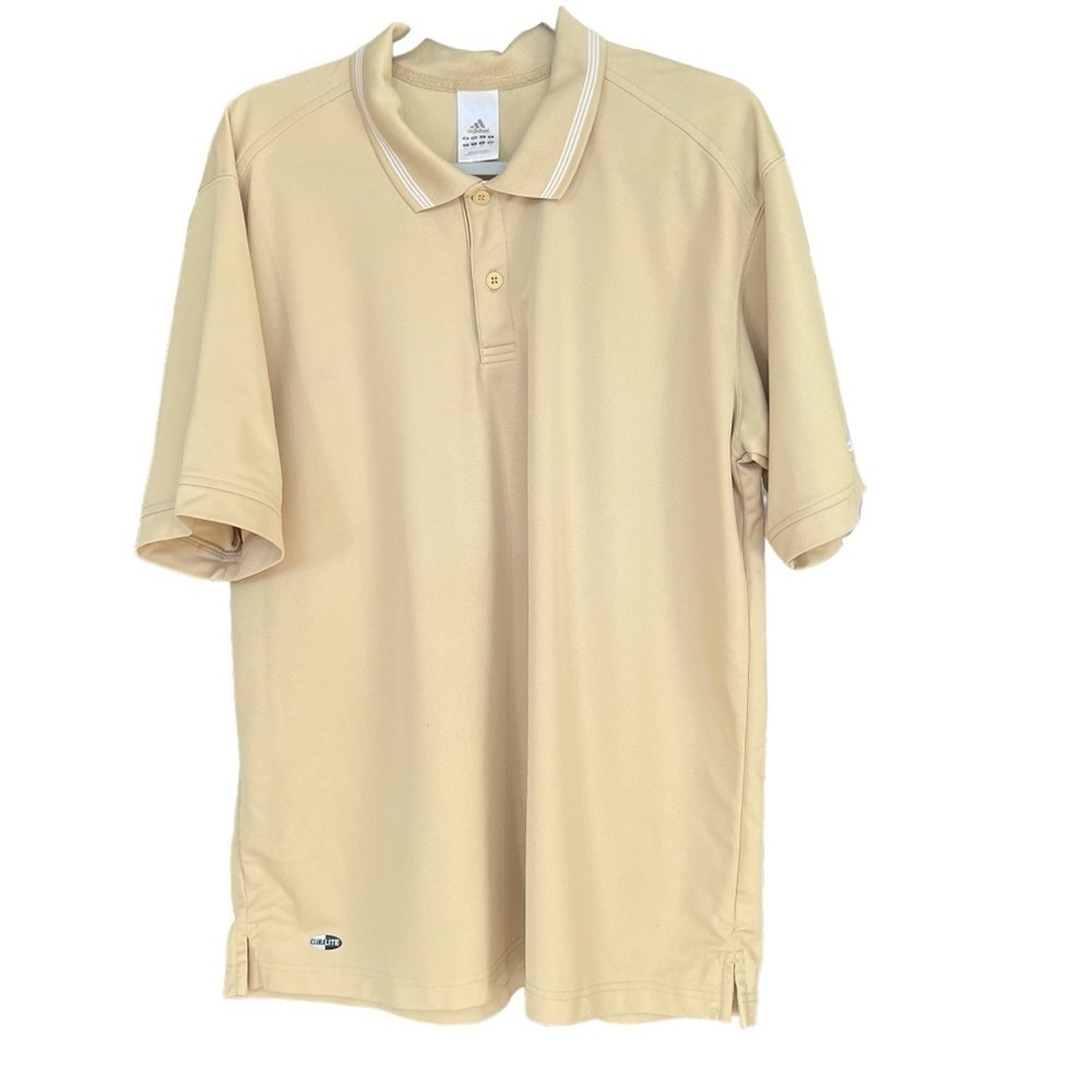 Adidas Climalite Golf Polo Shirt Y2K Men’s Sz L Beige Athletic Athleisure